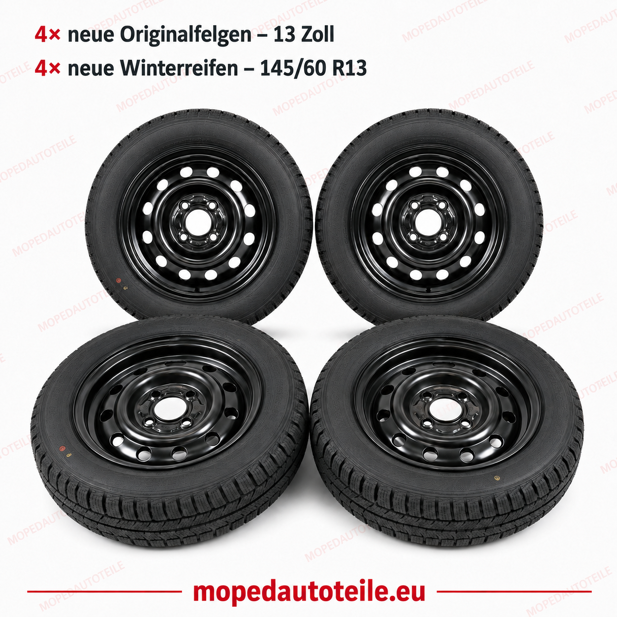 Set di 4 nuovi cerchi originali + 4 nuovi pneumatici per tutte le stagioni 13 pollici, Aixam/Microcar