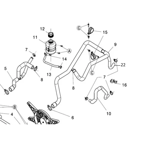 Durite de radiateur (original), Lombardini DCI 442/492 (Ligier/Microcar/Chatenet/Casalini)