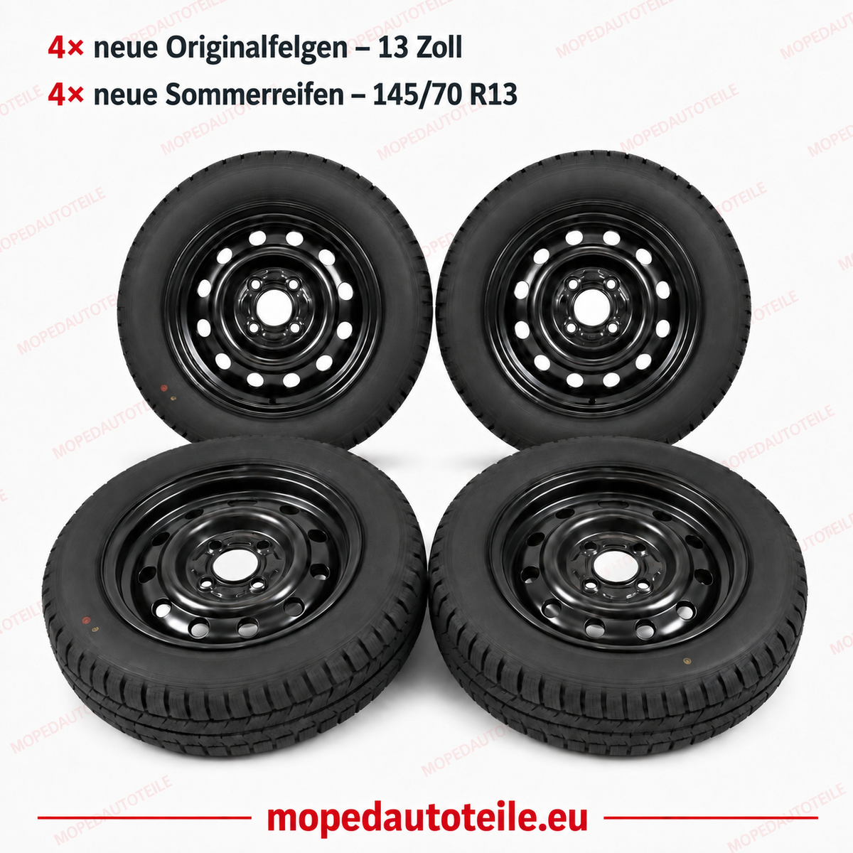 Sada 4 nových originálních disků + 4 nové letní pneumatiky 13 palců, Aixam/Microcar