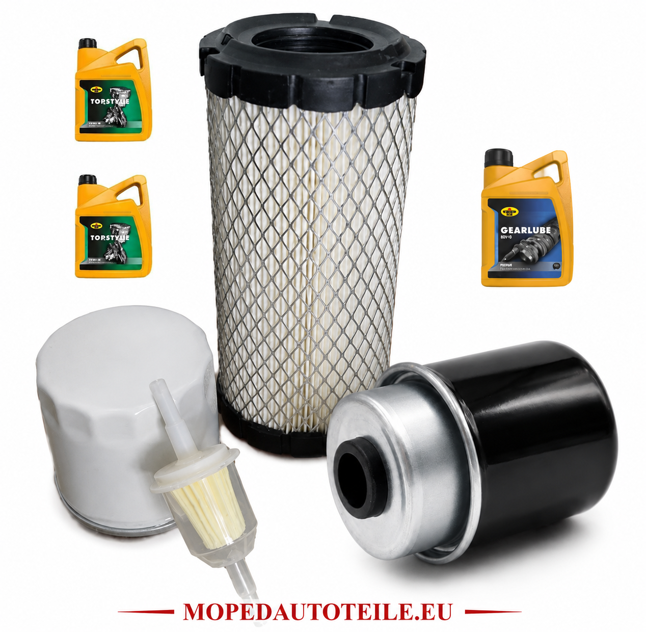 V2 Wartungspaket + 2L Motoröl(5W30)+ 1L Getriebe Öl(80W90), Lombardini 442/492/480 DCI Ölfilter Luftfilter Dieselfilter(2x)Version 2