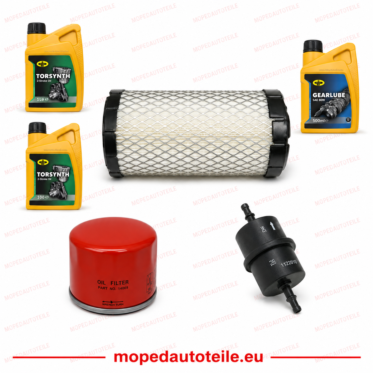 Servisní balíček + 2L motorový olej (10W40) + 1L převodový olej (80W90), Lombardini Focs/Progress LWD 502(505) Olejový filtr Vzduchový filtr Dieselový filtr