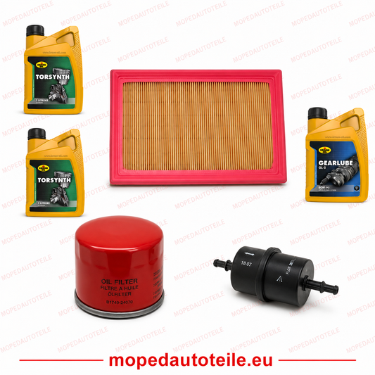 Pacchetto di manutenzione + 2L olio motore (10W40) + 1L olio cambio (80W90), Lombardini Focs LWD 502(505) filtro olio filtro aria filtro diesel