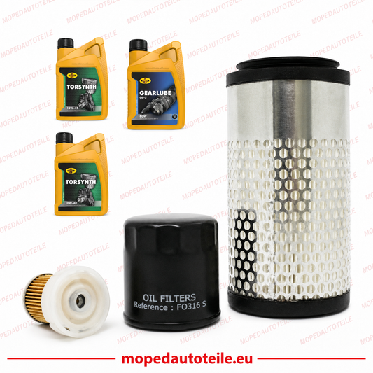 Underhållspaket + 2L Motorolja(10W40)+ 1L Växellådaolja(80W90), Aixam Z482 Olje- och luftfilter Dieselfilter Kubota
