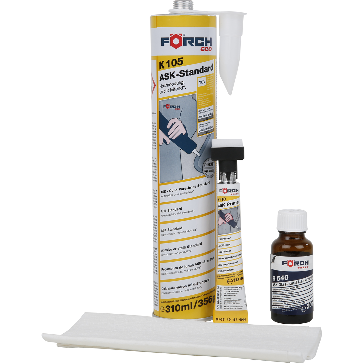 Scheibenklebersatz, TÜV-crashgetestet